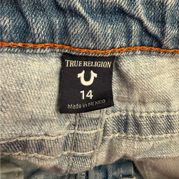 True Religion Rocco relaxed skinny jeans in a distressed light wash boys size 14 - Picture 10 of 11